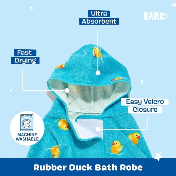 Dog Bathrobe Fast Drying with Hook and Loop Closure & Wrap Tie Snuggle, Cute Dog - Picture 2 of 7